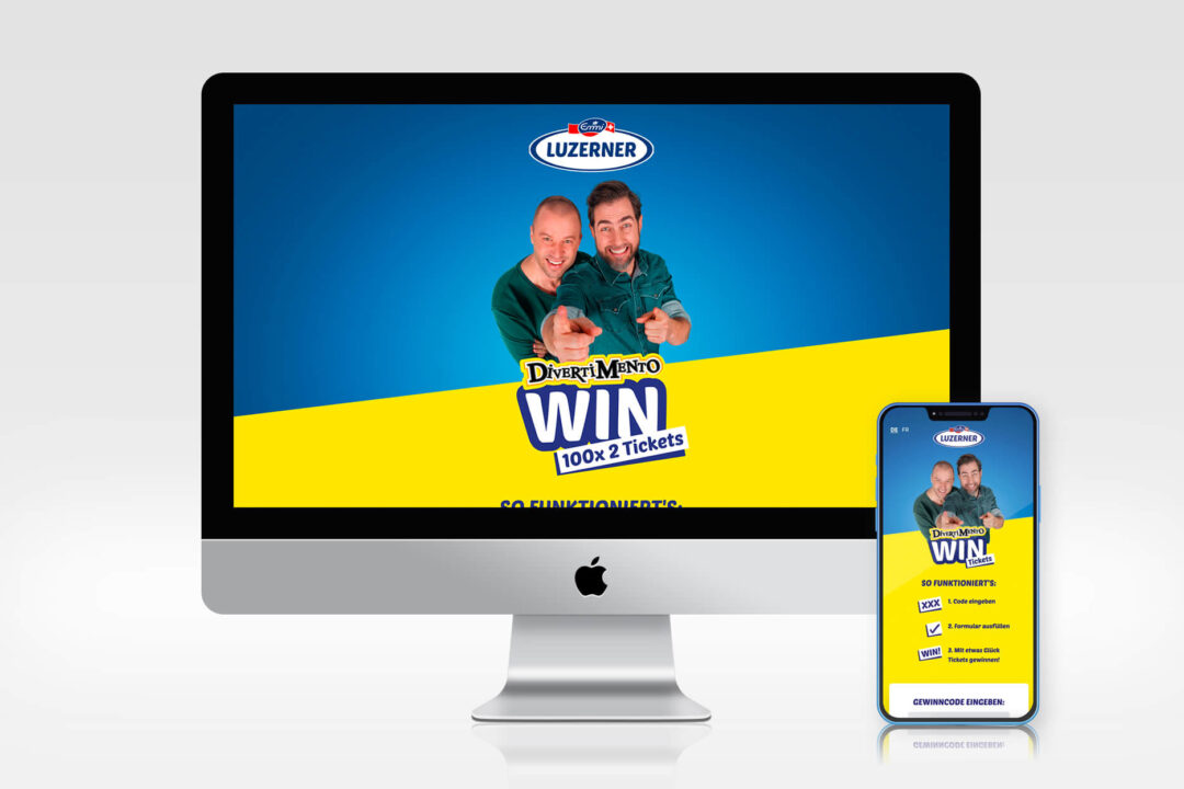 Emmi Luzerner × Divertimento Gewinnspiel-Landingpage